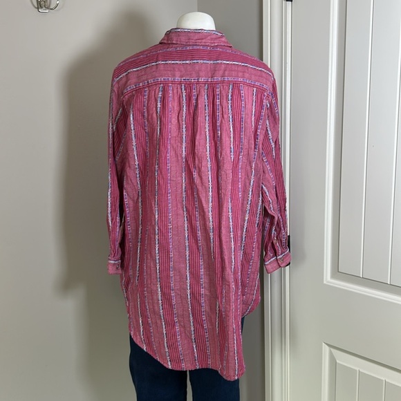 Anthropologie Pilcro The Bo Boyfriend Embroidered Buttondown Raspberry Pink Sz S - Picture 8 of 15